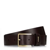 Paski - Skórzany męski pasek z logo brązowy - miniaturka - grafika 1