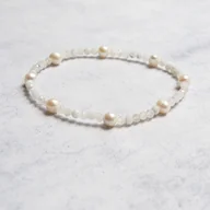 Bransoletki - NA NOGĘ - kamień księżycowy & perły - miniaturka - grafika 1