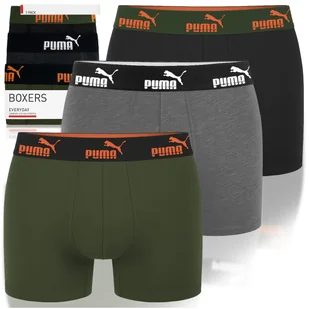Puma Bokserki Męskie Khaki Orange Bawełna 3 Pak Rozmiar S - Majtki męskie - miniaturka - grafika 1