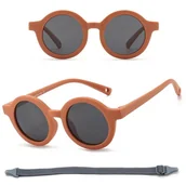 Okulary przeciwsłoneczne - Dziecięce 0-2 lata gumowe okulary przeciwsłoneczne polaryzacyjne z gumką POL-JR-73D ceglasty - miniaturka - grafika 1