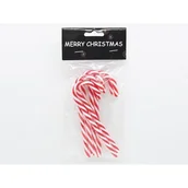 Ozdoby bożonarodzeniowe - Laska cukrowa plastikowa 4 x 13 cm 6 sztuk biało-czerwony - miniaturka - grafika 1