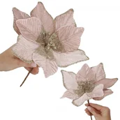 Ozdoby bożonarodzeniowe - Gwiazda betlejemska sztuczna gałązka kwiat poinsecja dekoracja do domu różowy - miniaturka - grafika 1