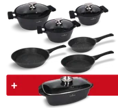 Zestawy garnków i patelni - Zestaw garnków, patelni 9 el. Black Stone Zwieger + brytfanna Black Stone Zwieger - miniaturka - grafika 1