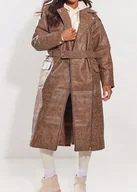 Płaszcze damskie - Prettylittlething Płaszcz Brązowy Damski 42 M6G - miniaturka - grafika 1