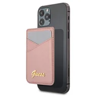 Szkła hartowane na telefon - Guess Wallet Card Slot GUWMSSASLPIMagSafe Saffiano różowy/pink - miniaturka - grafika 1