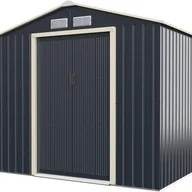 Altany ogrodowe - 2,37 m² Rozsuwana Metalowa Altana Ogrodowa, Ogrodowa Kabina Zewnętrzna z Roletami, Schowek na Narzędzia, 213 x 127 x 195 cm, Szara - miniaturka - grafika 1