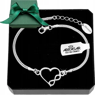 BRANSOLETKA SREBRNA DAMSKA NA RĘKĘ REGULOWANA SERCE NIESKOŃCZONOŚĆ + GRAWER - Bransoletki BRANSOLETKA SREBRNA DAMSKA NA RĘKĘ REGULOWANA SERCE NIESKOŃCZONOŚĆ + GRAWER - Bransoletki - miniaturka - grafika 1