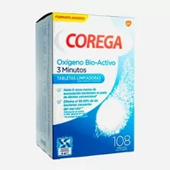 Higiena protez i aparatów ortodontycznych - Tabletki czyszczące do protez i aparatow ortodontycznych Corega Bio-Active Oxygen 108 tabeletek (5054563034809) - miniaturka - grafika 1