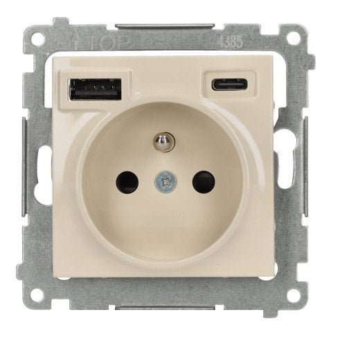 Simon Gniazdo z ładowarką USB Kontakt-Simon 54 C+A 2.1A 16A 230V IP20 kremowy