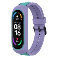 Etui i futerały do telefonów - Strap Dual Color zamienna silikonowa opaska pasek bransoleta bransoletka do Xiaomi Mi Band 6 / 5 / 4 / 3 fioletowo-zielony - miniaturka - grafika 1