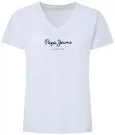 Koszulki i topy damskie - Pepe Jeans Damska koszulka Wendys z dekoltem w serek, Biały (biały), S - miniaturka - grafika 1