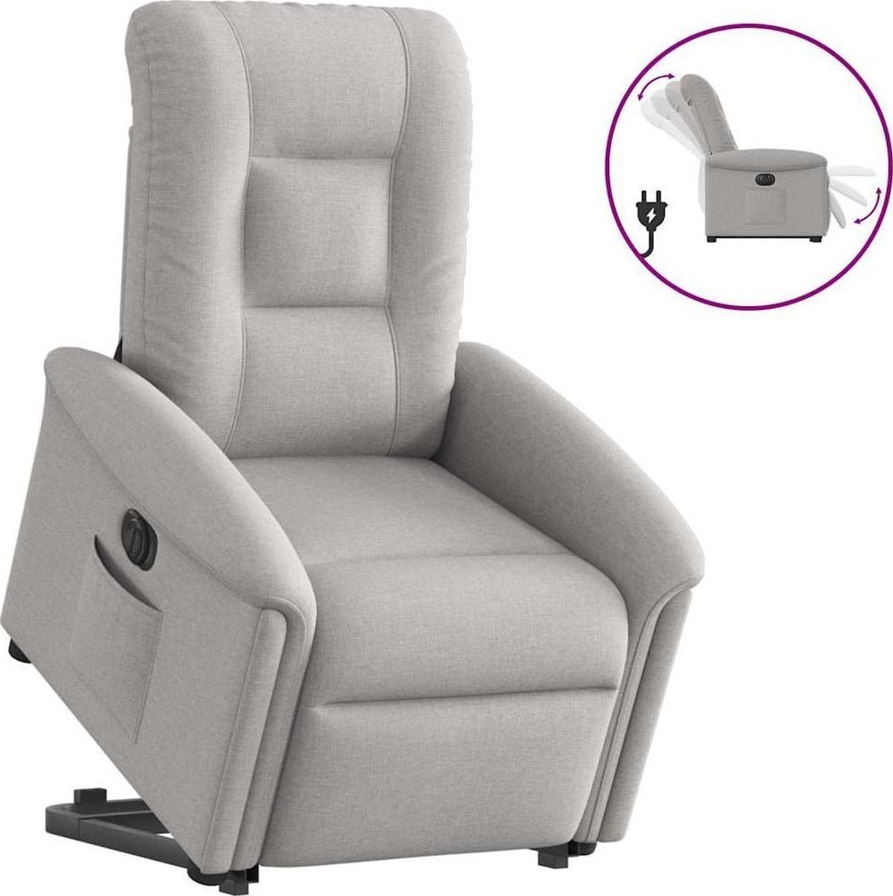 vidaXL Podnoszony fotel masujący, elektryczny, rozkładany, szary