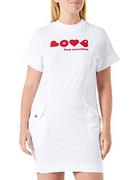 Sukienki - Love Moschino Damska sukienka z krótkim rękawem, Optical White, rozmiar 40, optical white, 40 - miniaturka - grafika 1