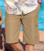 Spodnie sportowe męskie - Bermudy-bojówki z mikrofibry Mężczyzna Atlas For Men - Kolor : Brązowy - Rozmiar : 4XL - miniaturka - grafika 1