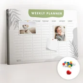 Tablice i flipcharty - Szkolna Tablica korkowa 60x40 cm, Kolorowe Pinezki, wzór Plan tygodniowy - miniaturka - grafika 1