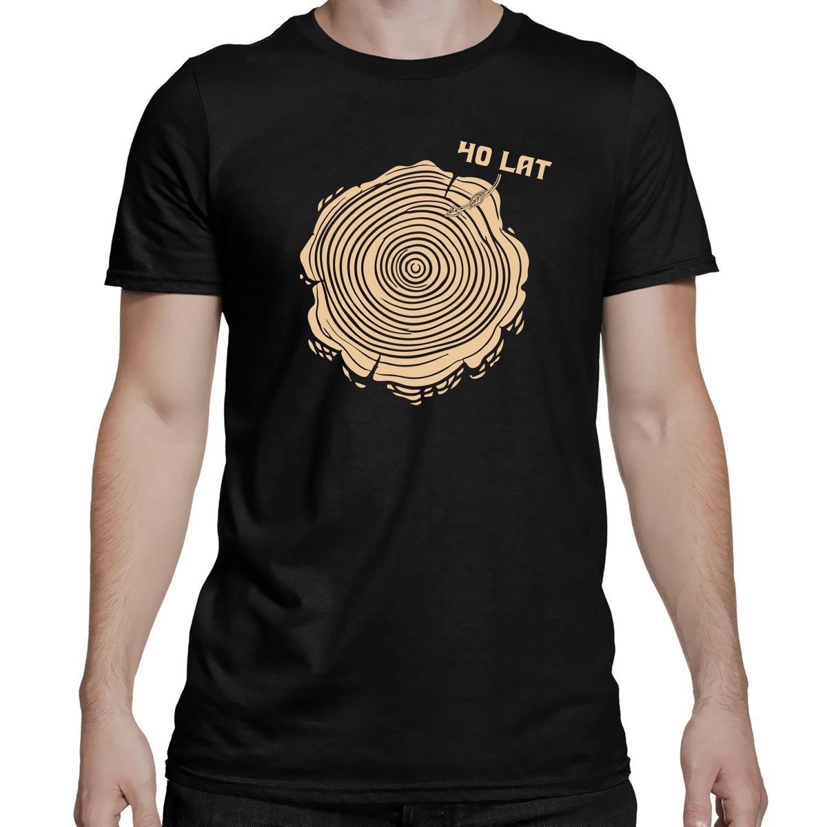 Słoje drewna - 40 lat - męska koszulka na prezent na 40 urodziny Czarny S