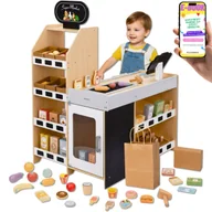 Zabawy w naśladowanie dorosłych - DREWNIANY WARZYWNIAK XXL Stragan Sklepowy z Kasą i Akcesoriami PREZENT DLA DZIEWCZYNKI CHŁOPCA NA ŚWIĘTA + EBOOK - miniaturka - grafika 1