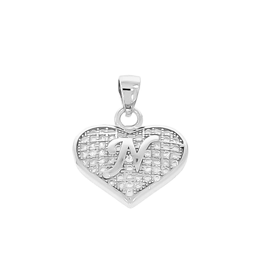 Srebrna zawieszka wisiorek litera literka N w serduszku pr. 925