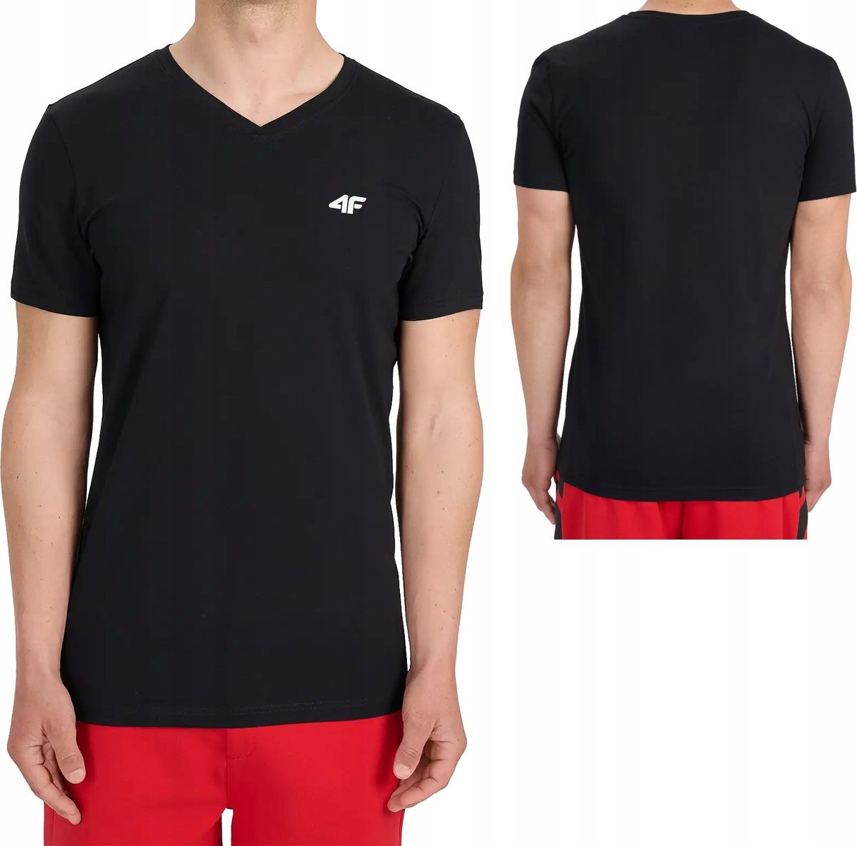 Bawełniana koszulka 4F t-shirt w serek M3339 czarny r. M