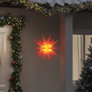 vidaXL Gwiazda morawska z LED, składana, czerwona, 43 cm - Oświetlenie świąteczne - miniaturka - grafika 1