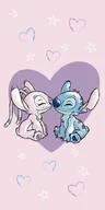 Okrycia kąpielowe dla dzieci - LILO I STITCH Ręcznik Kąpielowy DZIECIĘCY BAWEŁNA DUŻY 70 x 140 cm Plażowy SERCE - miniaturka - grafika 1