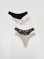 Majtki damskie - Reserved - Bawełniane majtki typu stringi 5 pack - czarny - miniaturka - grafika 1