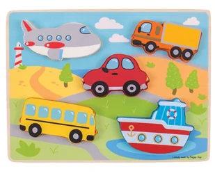 Bigjigs Toys, Tidlo, puzzle drewniane Transport - Klocki - miniaturka - grafika 1