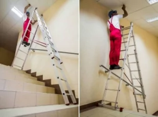 FANMART Drabina aluminiowa 3x9 (wysokość robocza: 5,90m) 47681865 - Drabiny - miniaturka - grafika 3