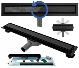 Rea G8905 Odpływ liniowy + syfon + nóki + mankiet uszczelniający Neo&amp;Pure 600 N PRO Black - Odpływy liniowe - miniaturka - grafika 2