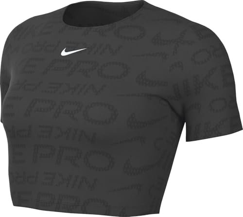 Nike Pro Dri-Fit Crop Top z krótkimi rękawami dla kobiet, czarny/biały, HJ2285-010, XL
