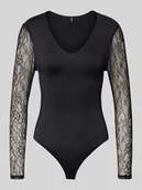Koszulki i topy damskie - Body o kroju slim fit z koronkowymi rękawami model ‘SIA’ - miniaturka - grafika 1