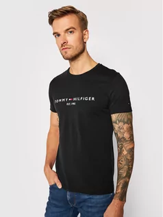 Koszulki męskie - Tommy Hilfiger T-Shirt Core Logo Tee MW0MW11465 Czarny Regular Fit - grafika 1