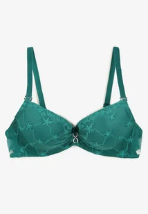 Ciemnozielony Koronkowy Biustonosz Push Up Ozdobiony Metaliczną Aplikacją Norithiel - Biustonosze - miniaturka - grafika 1