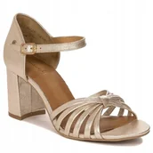 Sandały damskie - Maciejka Sandały damskie skórzane złote na słupku 06025-25 r.38 - miniaturka - grafika 1