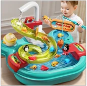 Zabawki interaktywne dla dzieci - Wodna zabawka dla dziecka zlewozmywak z żywą wodą + akcesoria do zabawy - miniaturka - grafika 1