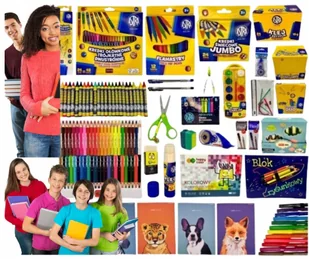 WYPRAWKA SZKOLNA MEGA DLA KLAS 1-3 PRZYBORY ZESZYTY KREDKI XXL ASTRA 92SZT. - Zeszyty szkolne - miniaturka - grafika 1