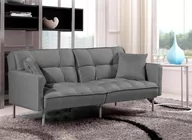 Sofy i kanapy - Sofa pikowana rozkładana ELIOR Barton, popiel, 58x193x85-105 cm - miniaturka - grafika 1