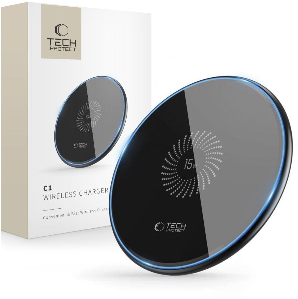 Ładowarka indukcyjna bezprzewodowa 15W - czarna Ładowarka indukcyjna bezprzewodowa 15W - czarna