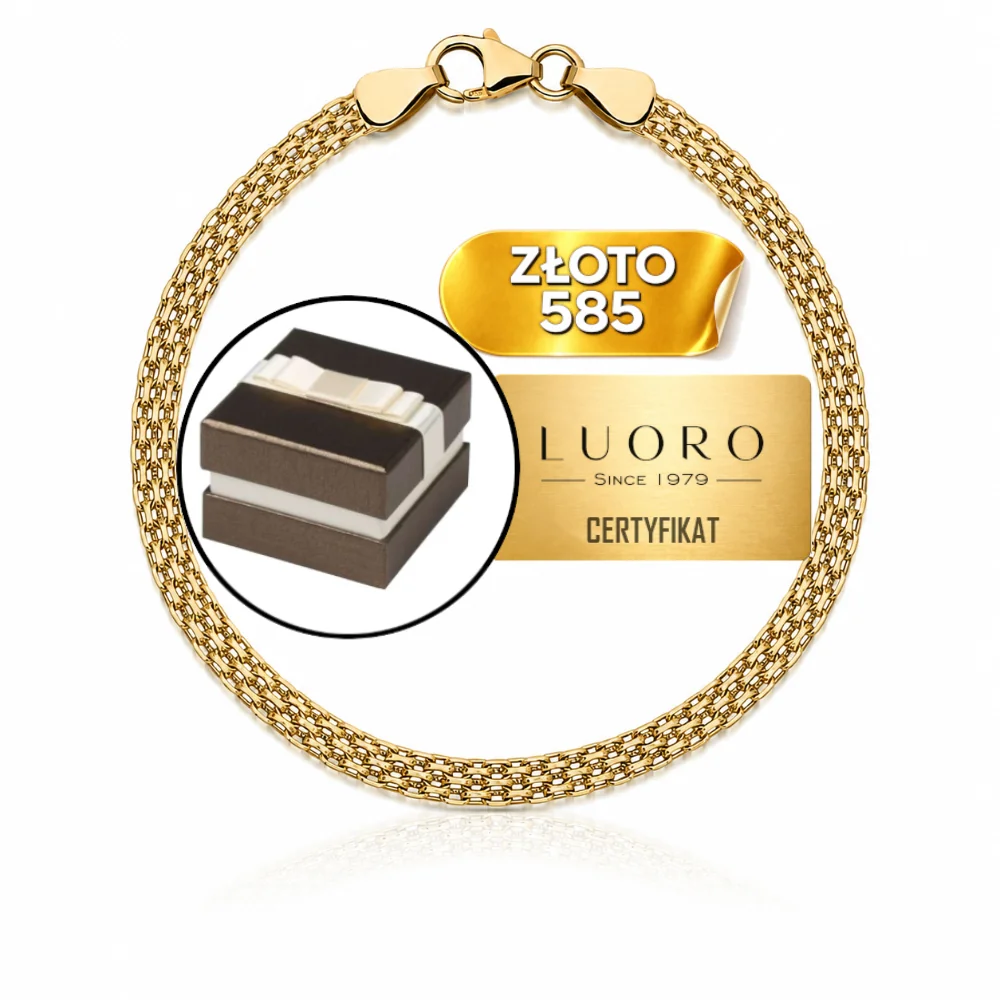 BRANSOLETKA ZŁOTA 585 14K SPLOT BISMARCK 4 MM ELEGANCKA 20 CM