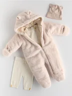 Moda i Uroda OUTLET - Reserved - Puszysty kombinezon z kapturem - beżowy - miniaturka - grafika 1