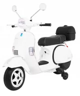 Pojazdy elektryczne dla dzieci - Skuter Vespa Licencja 2x25W Aku 12V Ekoskóra Piankowe Koła Biały - miniaturka - grafika 1