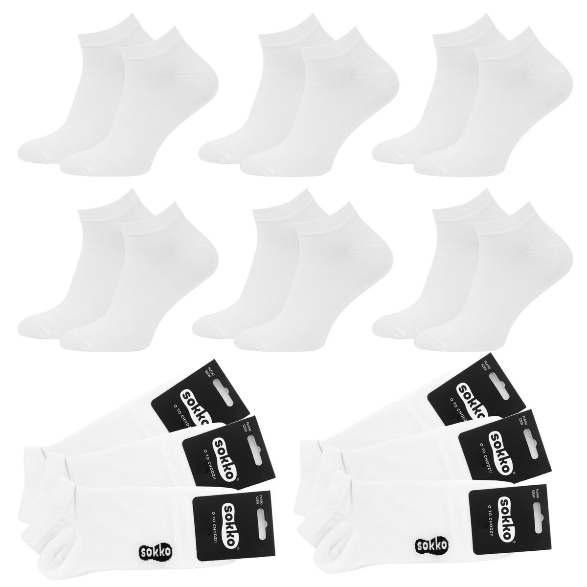 6X SOKKO STOPKI DAMSKIE MĘSKIE NISKIE BAMBUSOWE 39-41 - SD6-S61-BIA-39-41