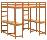 Łóżka dla dzieci i młodzieży - Drewniane łóżko piętrowe z biurkiem na dole brąz 180x200 F6-K01 - miniaturka - grafika 1