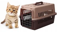 Transportery dla kotów - Transporter Dla Kota Psa Królika Klatka Kojec Duży Solidny Box Domek Brąz - miniaturka - grafika 1
