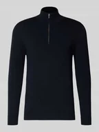 Swetry męskie - Sweter z dzianiny ze stójką i zamkiem błyskawicznym - miniaturka - grafika 1