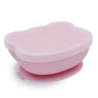 Zestawy naczyń dla dzieci - Silikonowa miseczka z przyssawką i pokrywką Miś We Might Be Tiny - Powder Pink - miniaturka - grafika 1