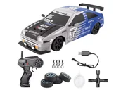 Zabawki zdalnie sterowane - DUŻY Samochód Do Driftu Auto RC Drift 1:16 2,4 GHz PARA DYM Srebrna Toyota 4WD LED - miniaturka - grafika 1