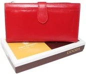 Portfele - Portfel Damski PETERSON Ze Skóry Naturalnej Licowej Duży Z Zapięciem Na Nap Z Organizerem 3090 CZERWONY - miniaturka - grafika 1