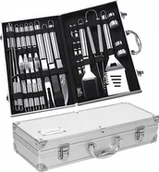 Akcesoria do grilla - Lehmann WALIZKA ZESTAW SZTUĆCÓW AKCESORIÓW DO GRILLA XXL SZTUĆCE STAL - miniaturka - grafika 1