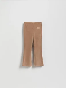 Reserved - Dzianinowe spodnie z haftem - brązowy - Spodnie i spodenki dla dziewczynek - miniaturka - grafika 1